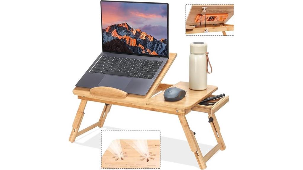 adjustable bamboo laptop desk