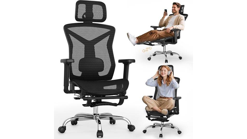 adjustable ergonomic footrest chair