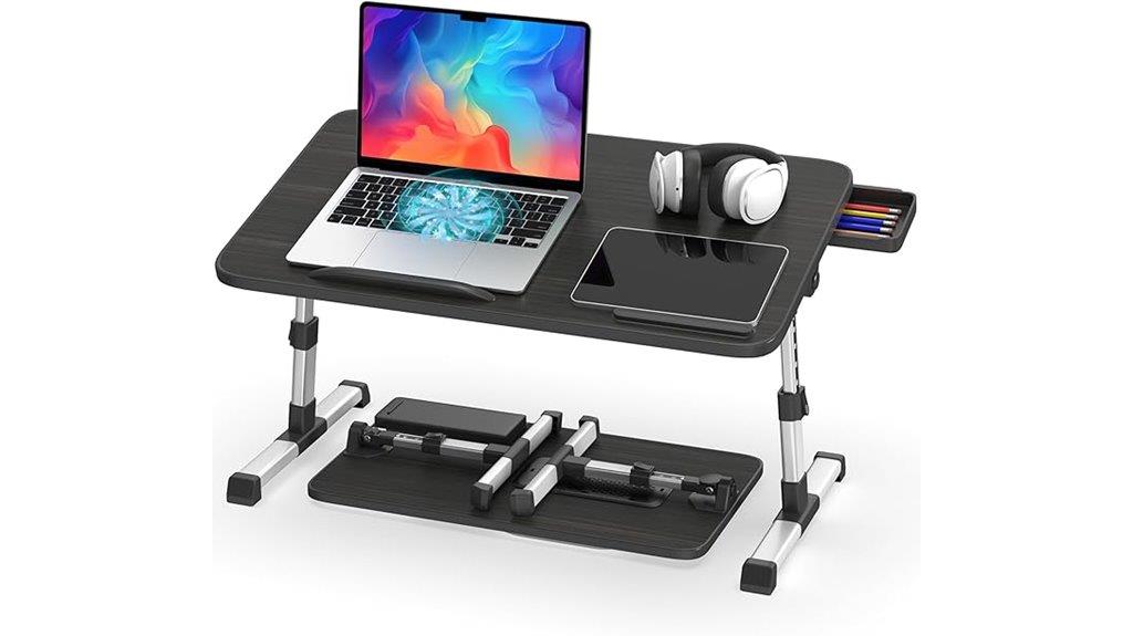 adjustable laptop desk with fan