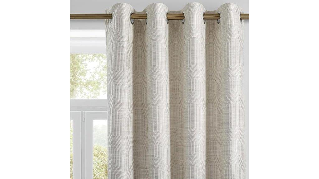 beige silver geometric curtains