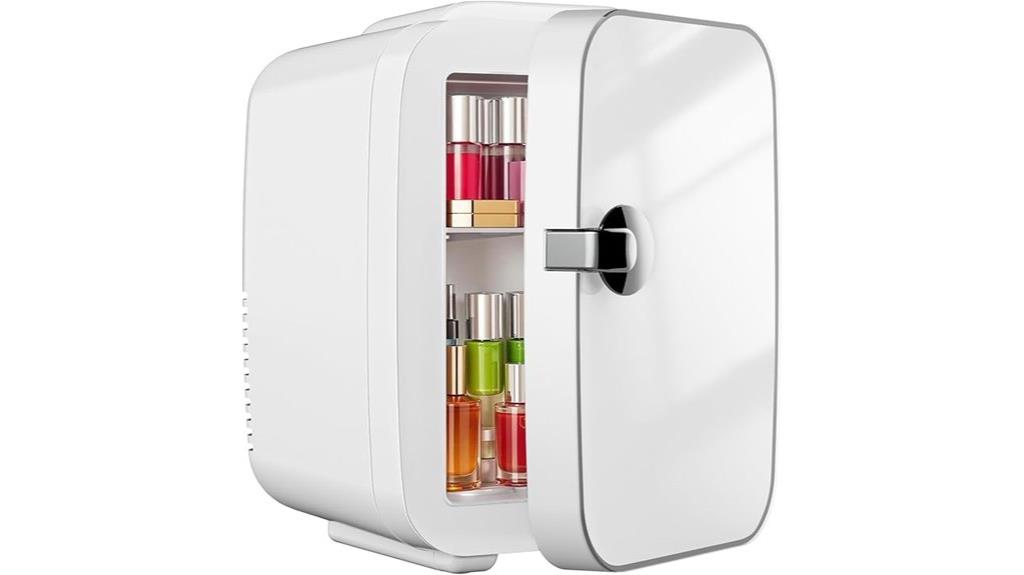 compact skincare and beverage fridge