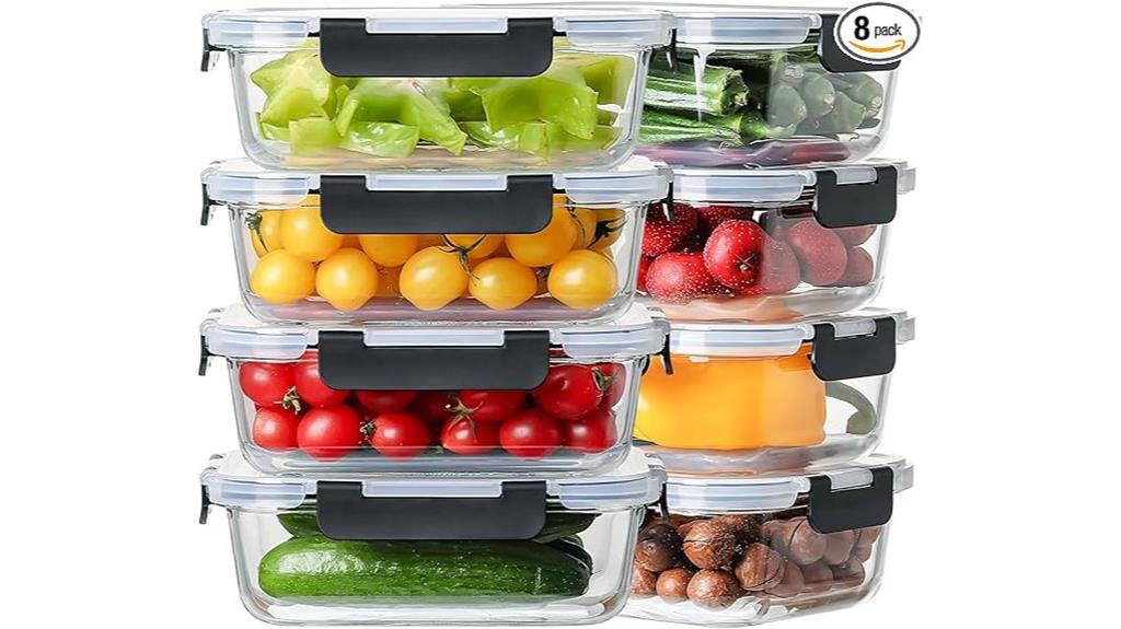 eight 36oz glass containers