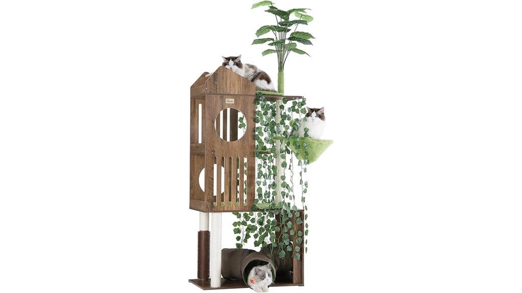 large leaf themed cat tree