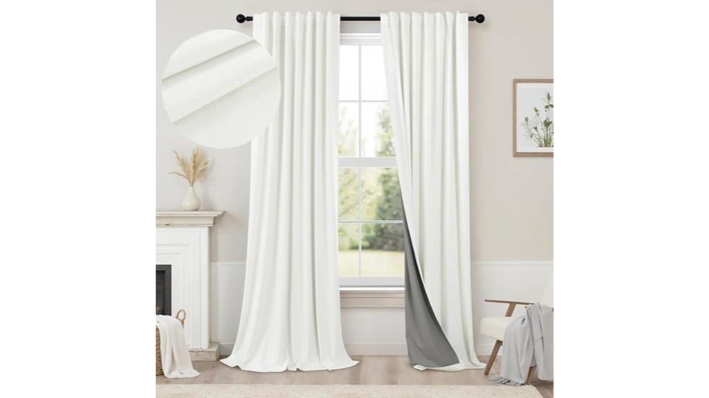 long ivory noise reducing curtains