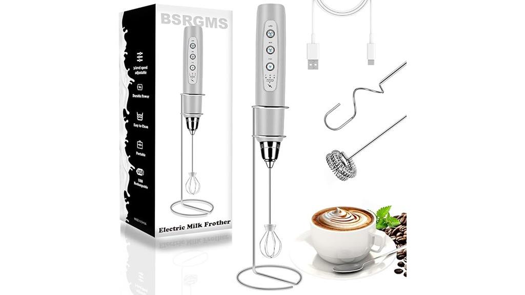 rechargeable silver milk frother