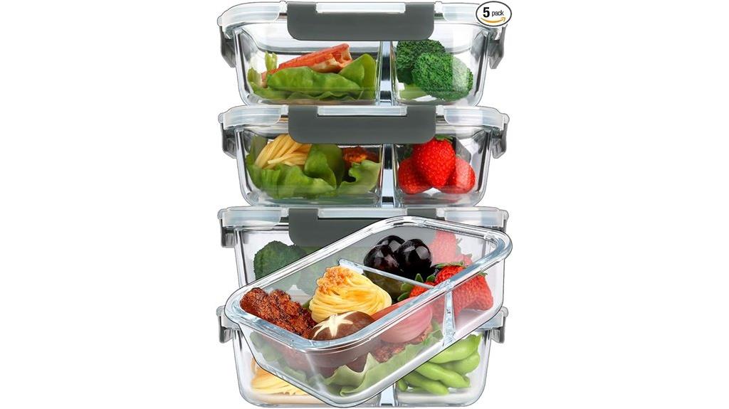 set of five glass containers