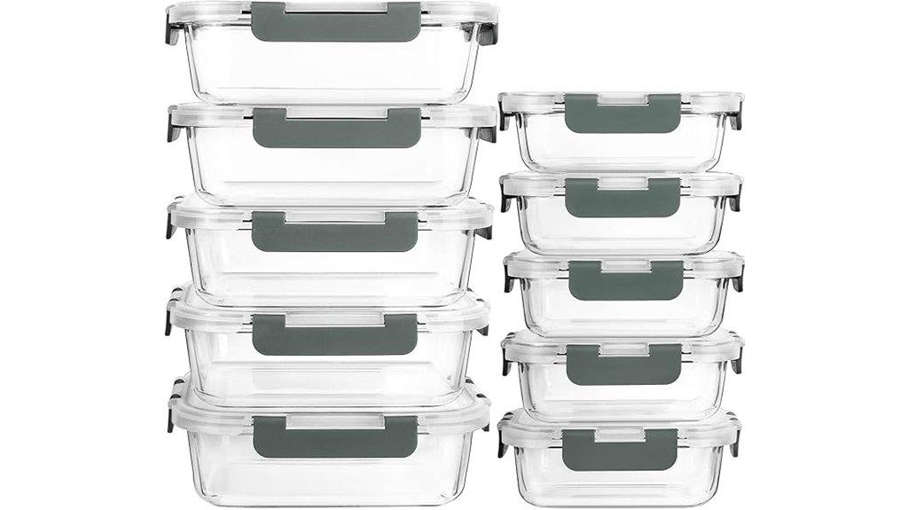 set of ten glass containers