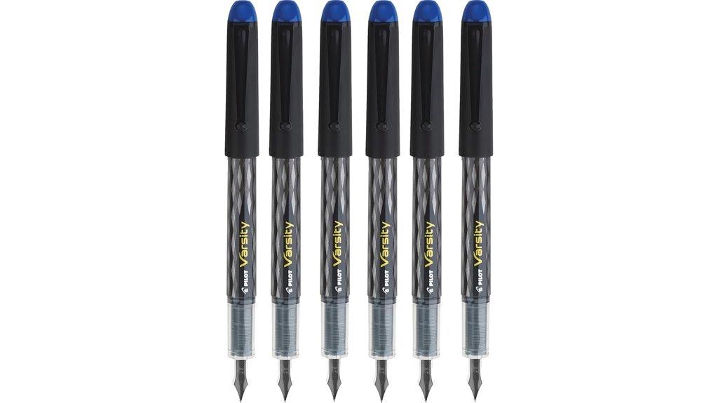 six blue medium pens