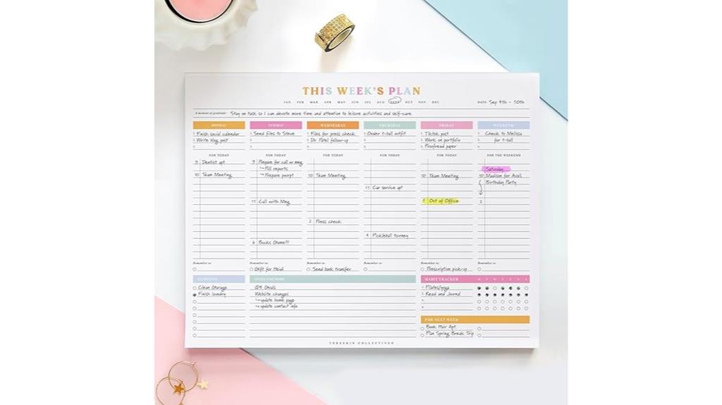 weekly planner tear off pad