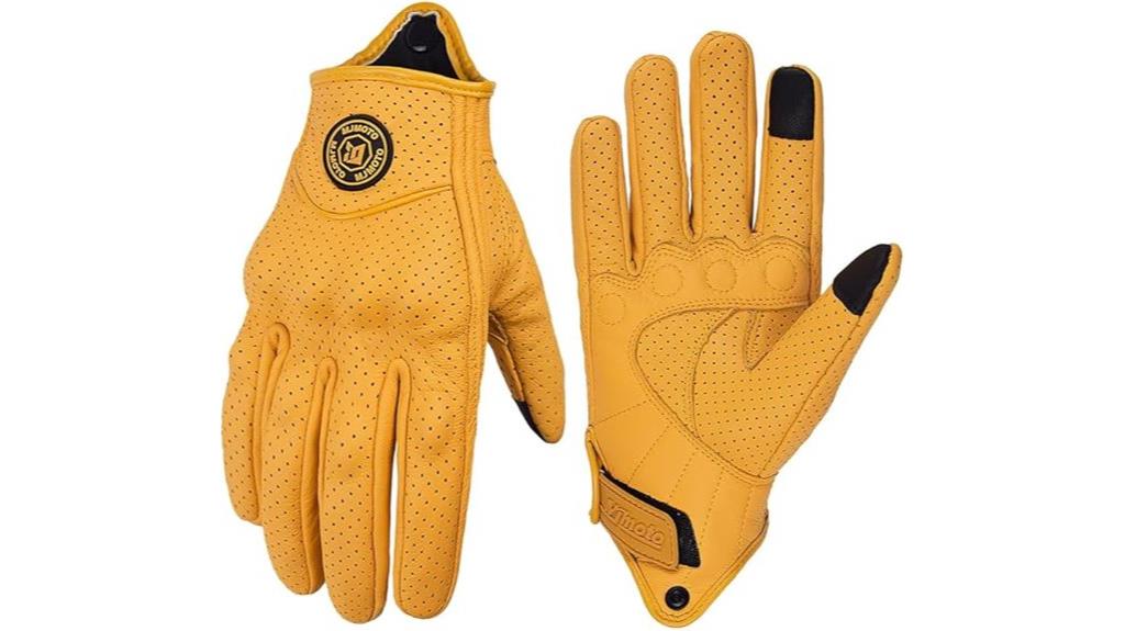 yellow goat leather gloves